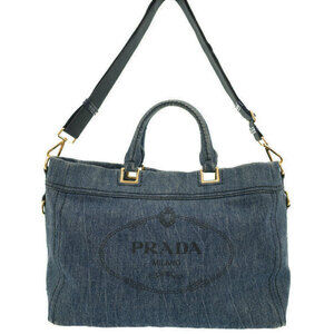 Prada Denim City Calf Bag Navy Blue denim tote bag